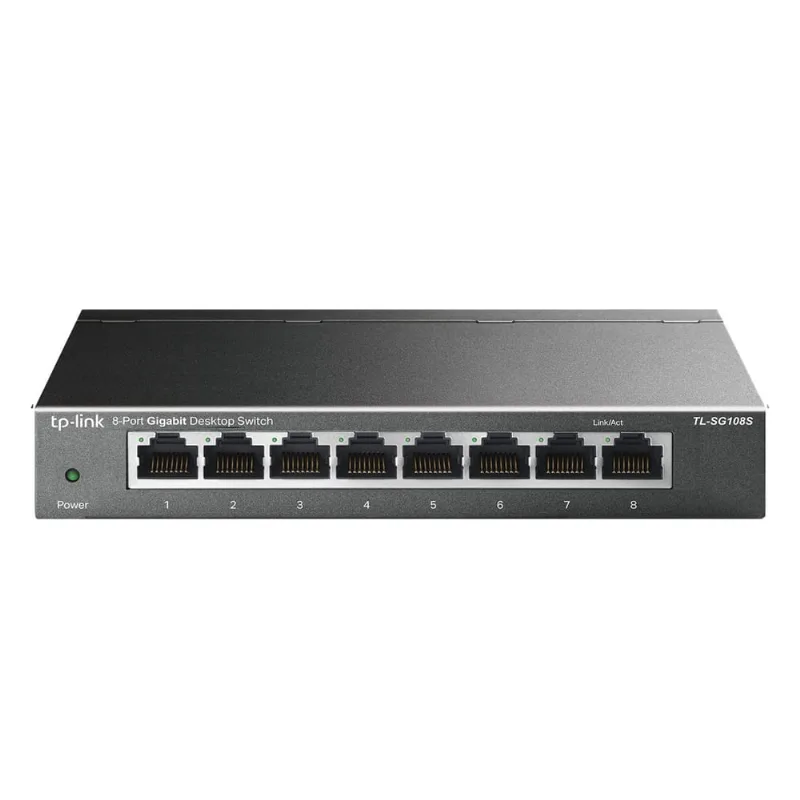TP-Link TL-SG108S Switch Gigabit Ethernet de 8 portas de Desktop/Montagem na Parede Plug & Play sem ventoinha de metal resistente Proteção Vitalícia Limitada de espionagem de QoS e igmp 802.1p/DSCP De