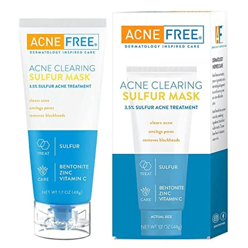 Acne Máscara De Enxofre Livre 1.7 Oz Tratamento Acne Para Limpar Acne, Absorvendo Excesso De Óleo E Desentupindo Poros Com Vitamina C E Ar