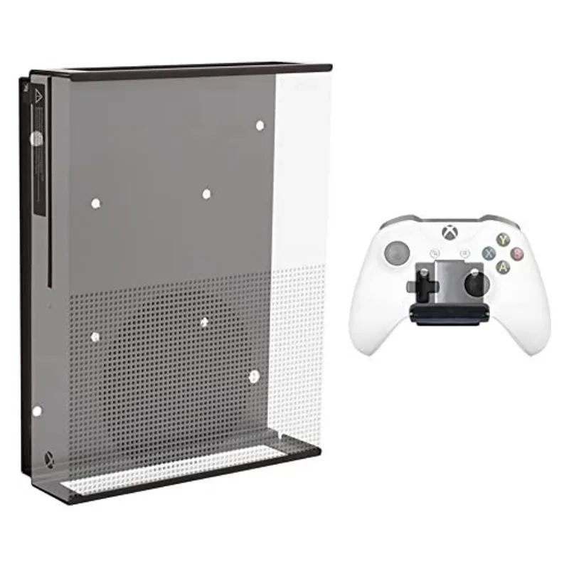 HideIt Mounts Xbox One S Wall Mount Pro Bundle, suporte de parede de aço resistente preto para Xbox One S e um suporte de controle mergulhado em borracha