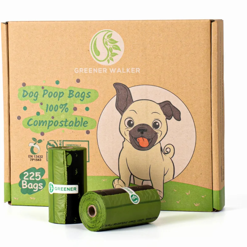 Sacos De Cocô Compostáveis Greener Walker Para Resíduos De Cães 225 Sacos