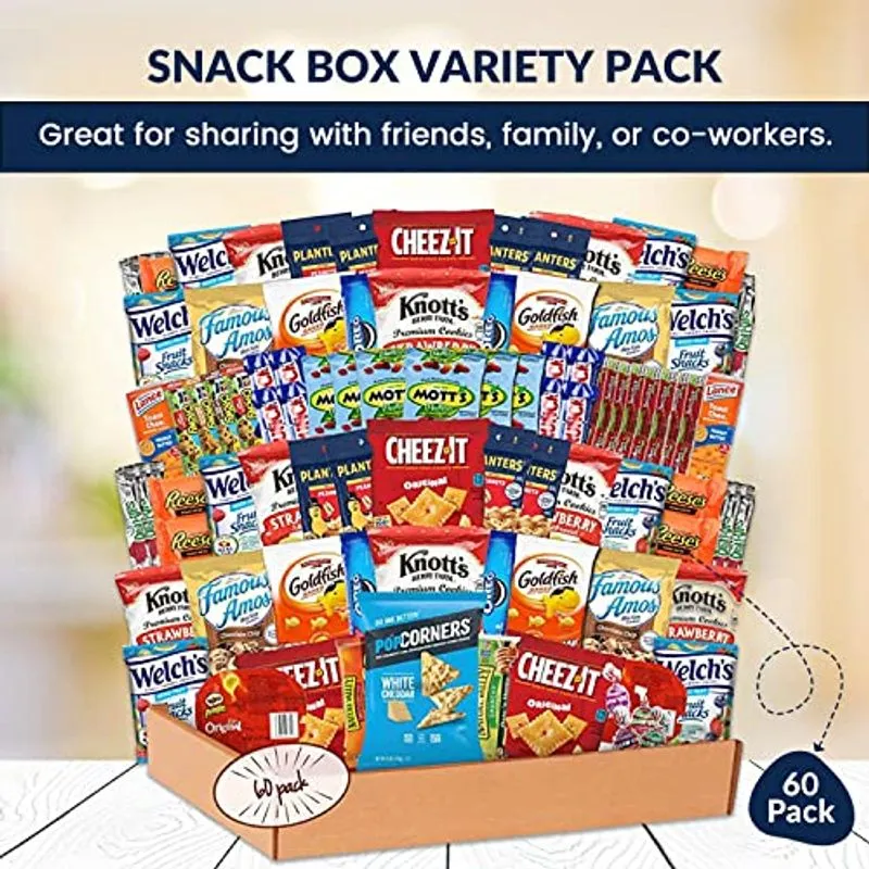 Snack Box Variety Pack Care Package + Cartão De Saudação (60 Co