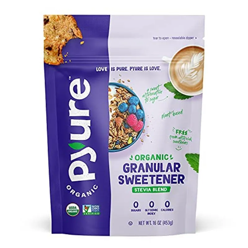 Pyure Organic Stevia Blend | Granulado All-purpose - Substituto Do Açúcar Branco | Zero Carboidrato, Zero Açúcar, Zero Caloria | Adoçan