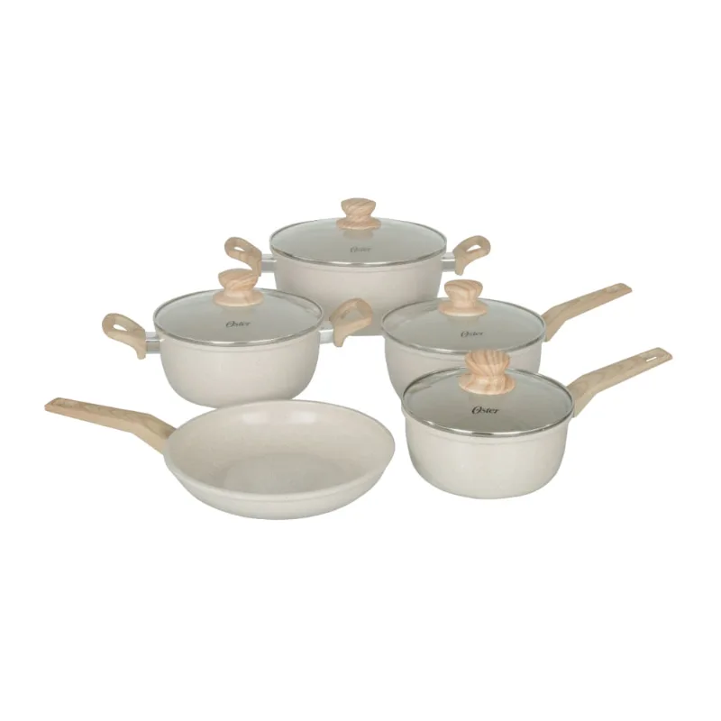 Conjunto Panelas 5 Peças Cerâmica Marble Cream Oster