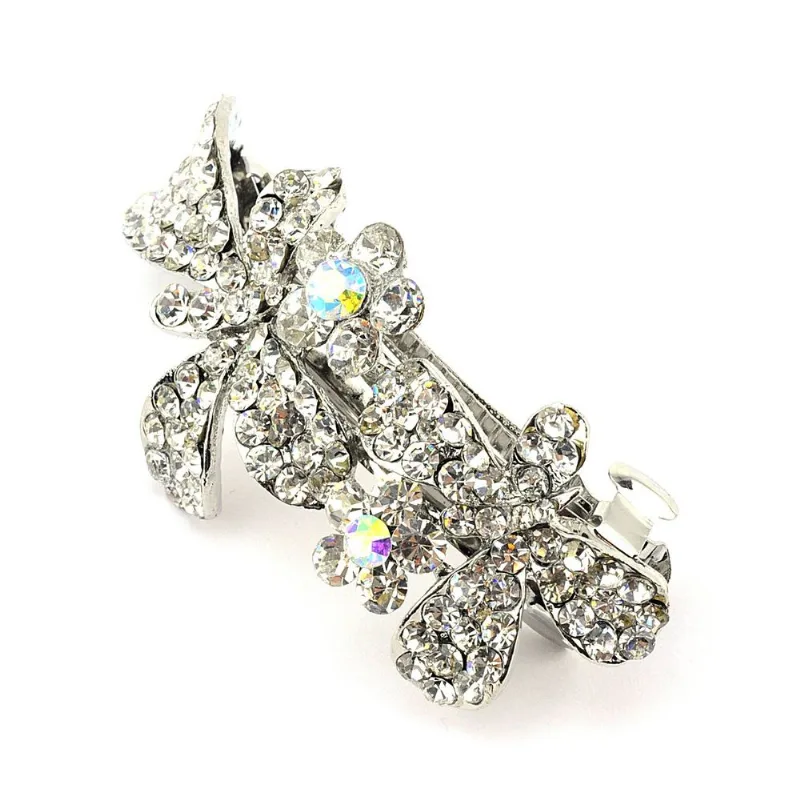 Clipe De Presilha De Cabelo Nyfashion101 Rhinestone Flower Silver