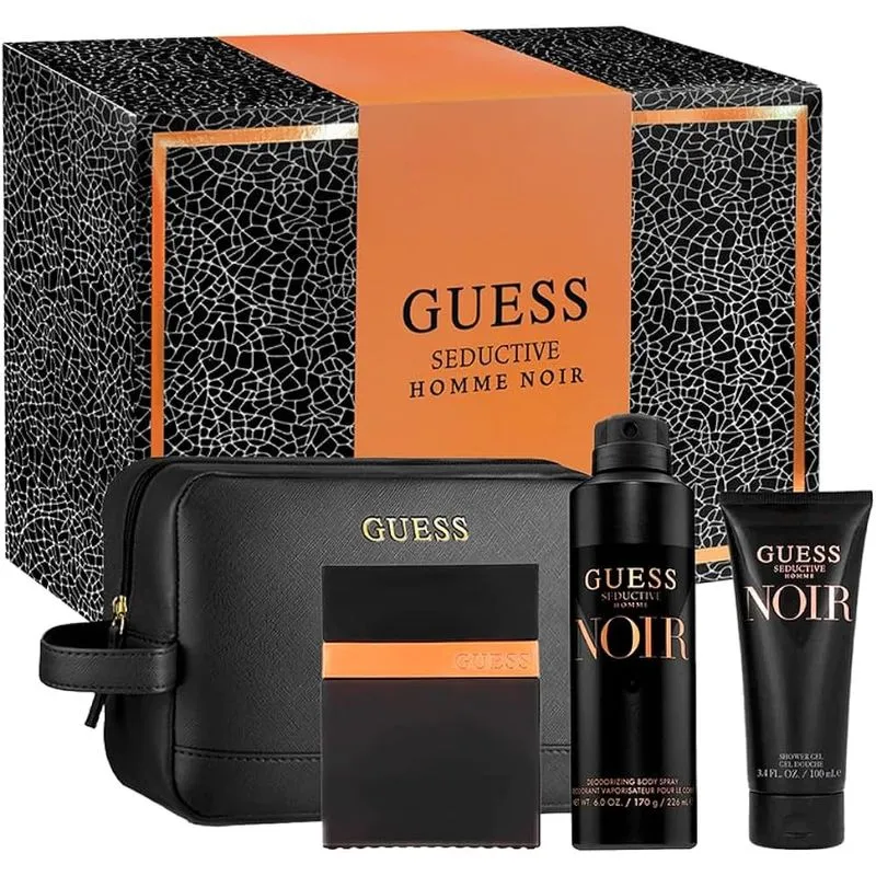Conjunto De Presente Perfume Guess Seductive Noir, 4 Peças Para Homens, 100 Ml
