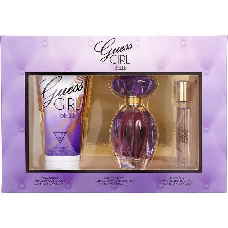 Cx De Presente Feminino Guess Girl Belle Guess Eau De Toilette Spray 100 Ml + Loção Corporal 200 Ml + Eau De Toilette Spray 15 Ml