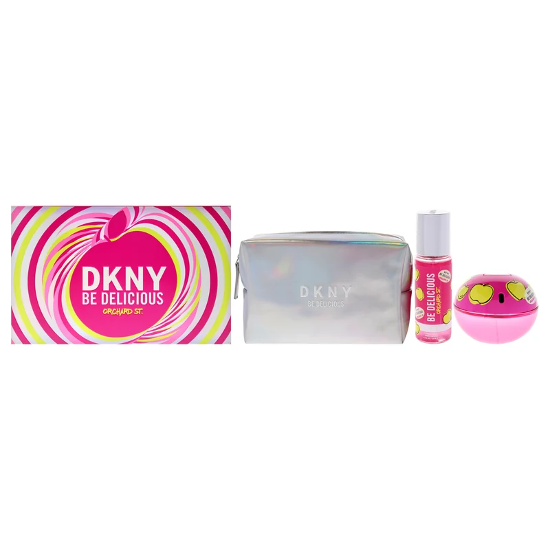 Donna Karan DKNY Be Delicious Orchard St by Donna Karan for Women - 3 Pc Gift Set 3.4oz EDP Spray, 4.2oz Fragrance Mist, Pouch 3 Pc Gift Set