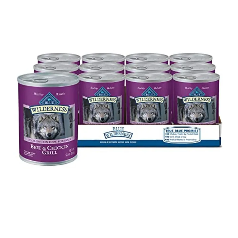 Blue Buffalo Wilderness High Protein, Natural Adult Wet Dog Food, Beef &amp; Chicken Grill 12.5-oz Latas (pack Of 12)