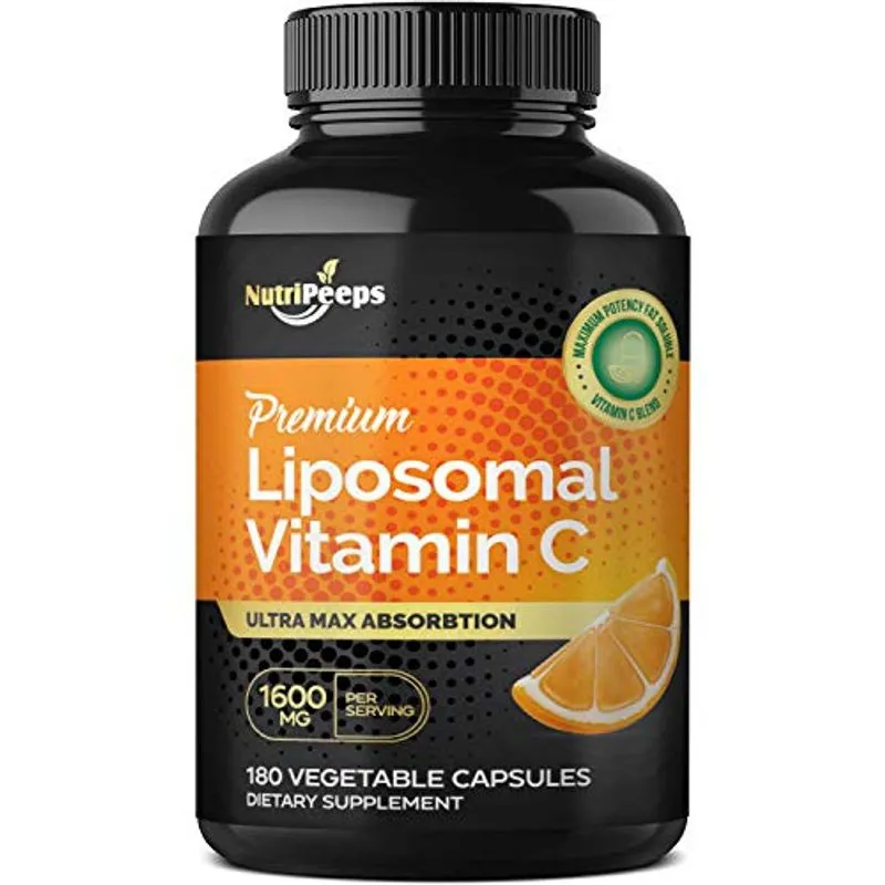 Vitamina C Liposomal 1600mg, 180 Cápsulas, Absorção Máxima, Sistema Imunitário, Colágeno, Antioxidante, Não-ogm, Veganas