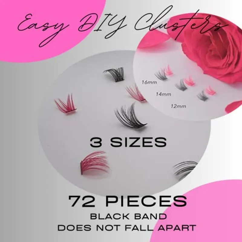 Multi-colored Diy D-curl Lash Clusters (14mm, Chama Rosa)