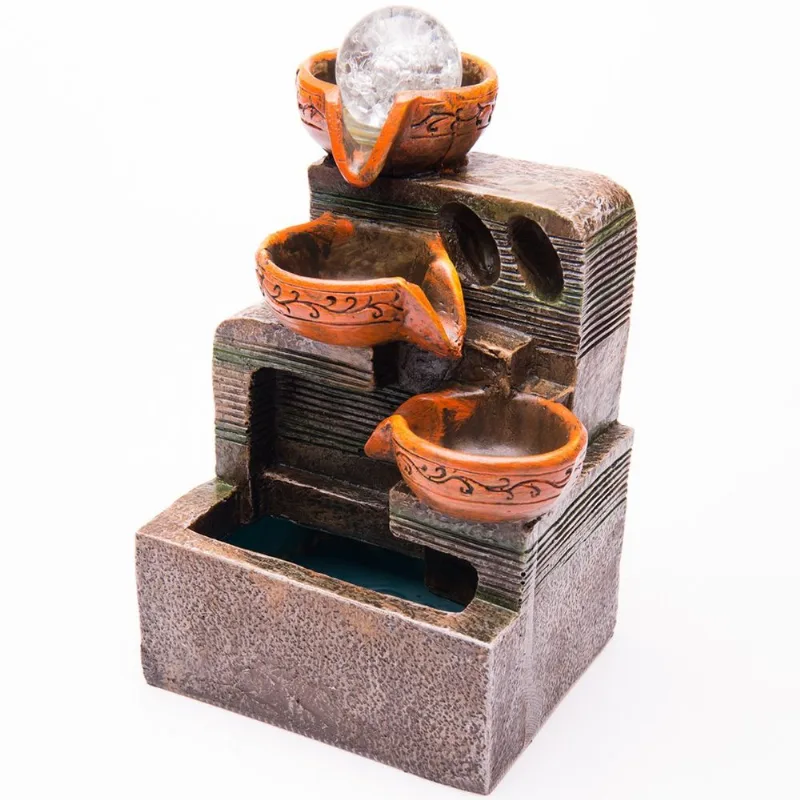 Fonte De Água Ornamental Decorativa Cascata Luz Led - 220v