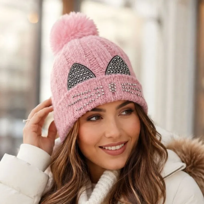 Gorro Touca De Inverno Frio Lã Adulto Feminino Tamanho Único Rosa Claro