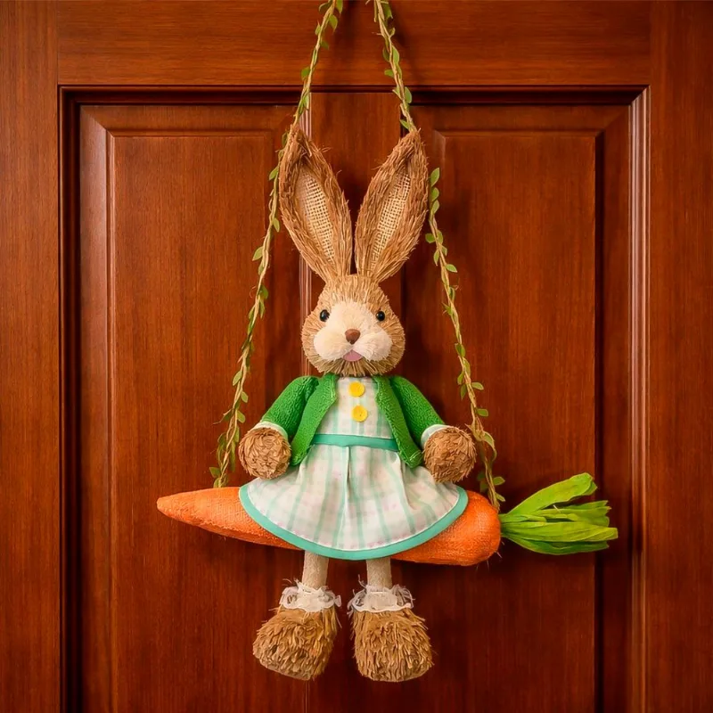 Coelha Sentada Balanço Cenoura Decoração Enfeite Páscoa 60cm