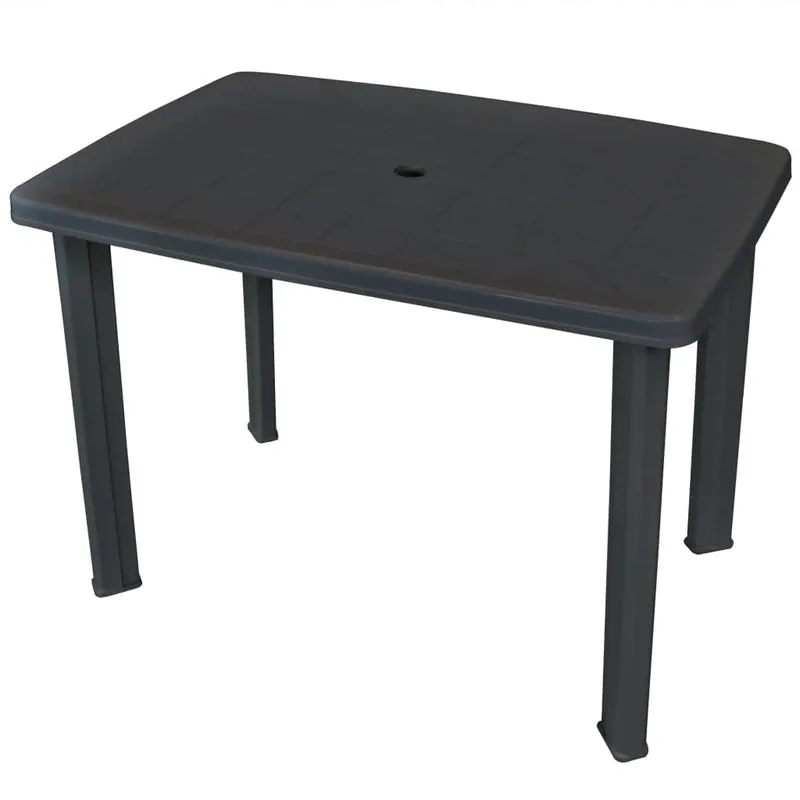 Mesa De Pátio Vidaxl De Plástico Antracite Com Orifício Para Guarda-chuva 100x68cm