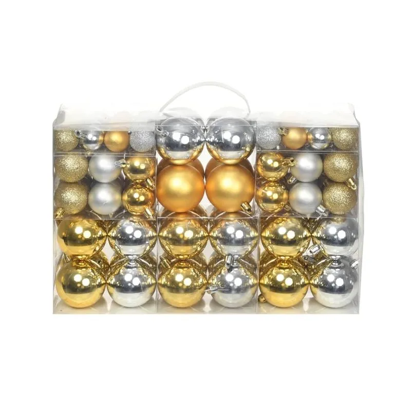 Conjunto De Enfeites De Bola De Natal Vidaxl 100 Unidades Em Prata/ouro