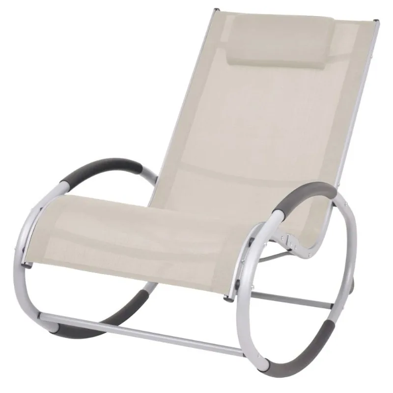 Silla Mecedora Vidaxl Para Jardín Cómoda Al Aire Libre Color Crema