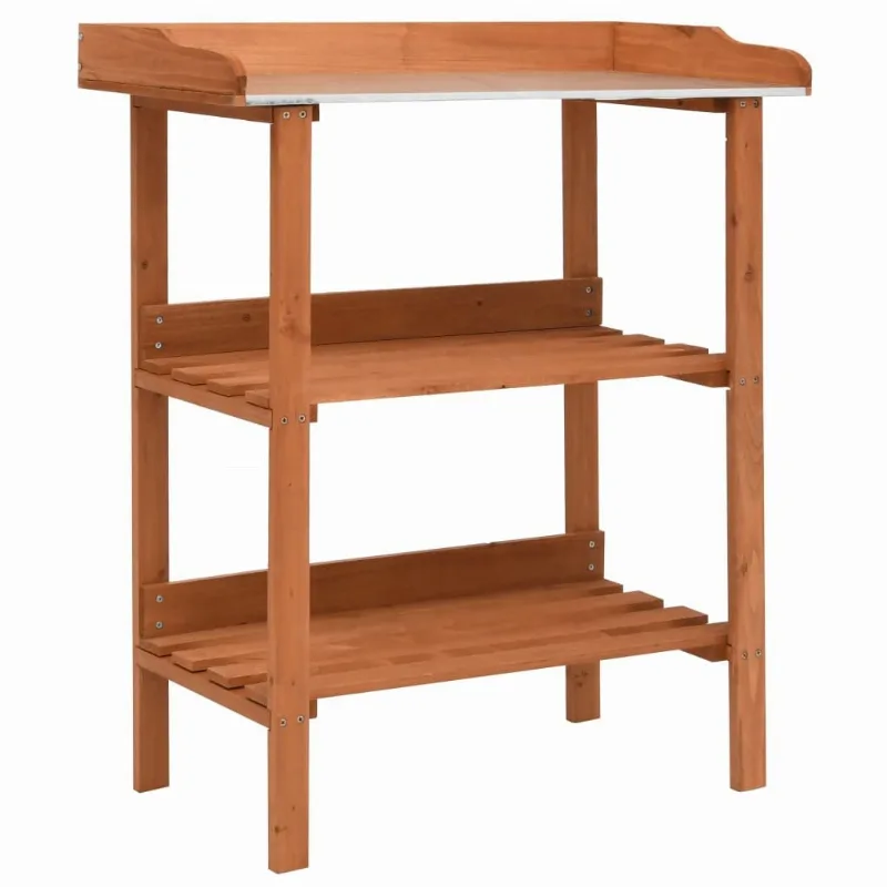 Suporte Para Plantas Vidaxl Solid Firwood 3 Prateleiras Marrom Ao Ar Livre