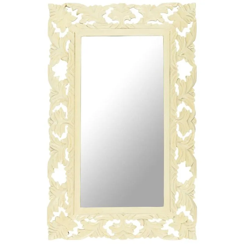 Espejo Estilo Bohemio Tallado A Mano En Madera Maciza De Mango Vidaxl