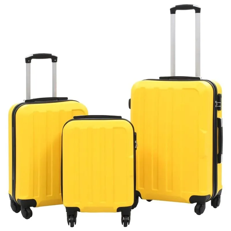 Conjunto De Malas Trolley, Estojo Rígido Vidaxl, Material Abs, Amarelo