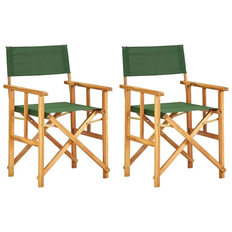 Sillas De Director Vidaxl De Madera Maciza De Acacia Verde, Juego De 2