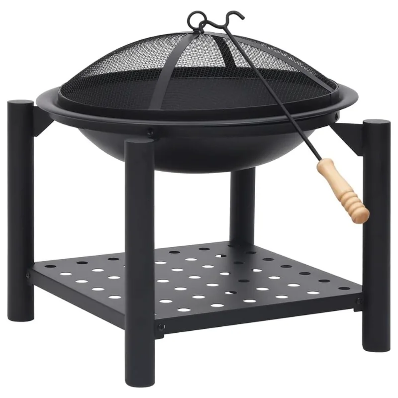 Pátio Externo Decorativo Em Aço Fire Pit Vidaxl Com Armazenamento