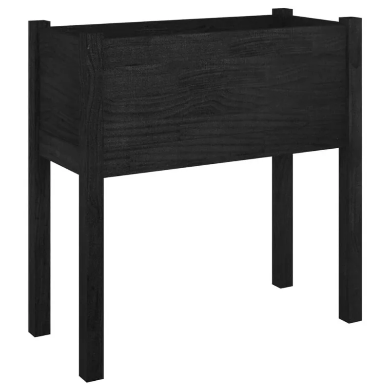 Macetero De Jardín Vidaxl De Madera Maciza De Pino Negro 70x31x70 Cm