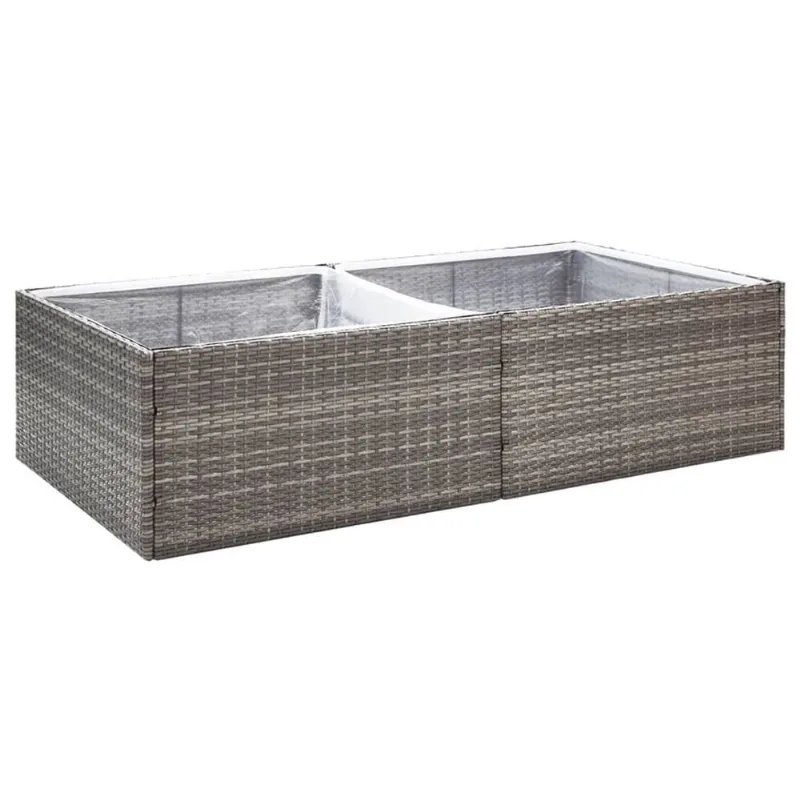 Plantador De Jardim Vidaxl Retangular Robusto Durável Pe Cinza Rattan