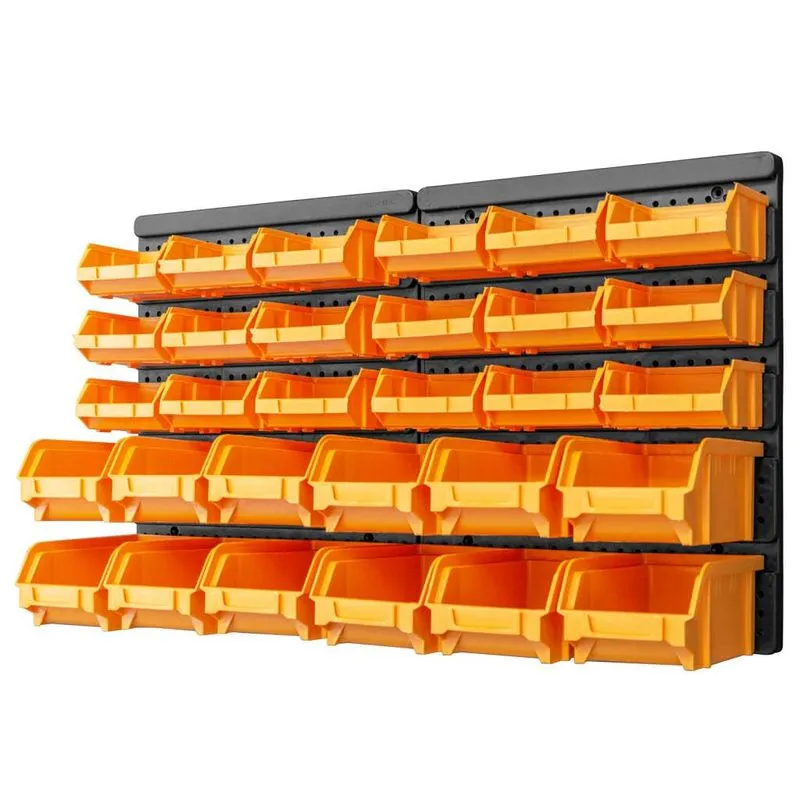 Kit De Compartimentos De Armazenamento Vidaxl Preto/amarelo Com Painéis De Parede De 32 Peças