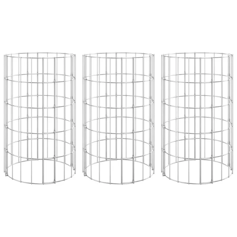 Camas Elevadas Circulares Em Gabião Vidaxl Ø30x50cm - Pacote Com 3