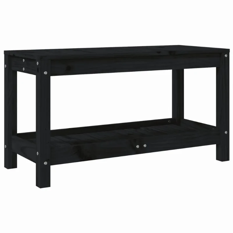 Banco De Pátio Vidaxl Em Madeira Maciça De Pinho Preto Com Armazenamento 80x35x45cm