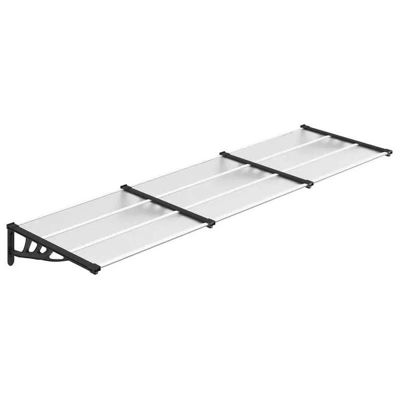 Toldo De Porta Vidaxl Em Policarbonato Preto/transparente 117,1 X 35,4 Cm