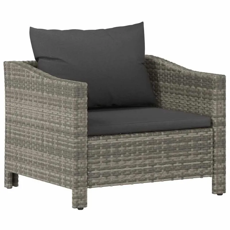 Conjunto Patio Lounge Vidaxl Modern Grey Poly Rattan Com Almofada
