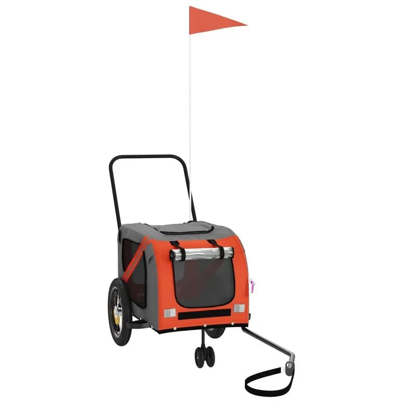 Remolque Para Bicicleta Para Mascotas Vidaxl Naranja/negro Tela Oxford/hierro