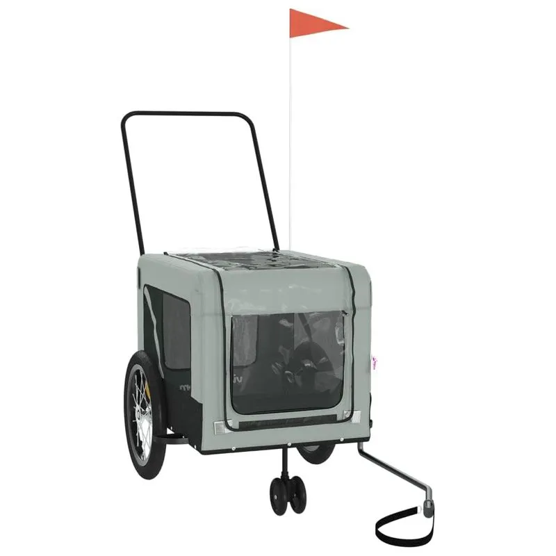 Remolque Para Bicicleta De Mascotas/cochecito De Carga Vidaxl Marco De Hierro Gris/negro