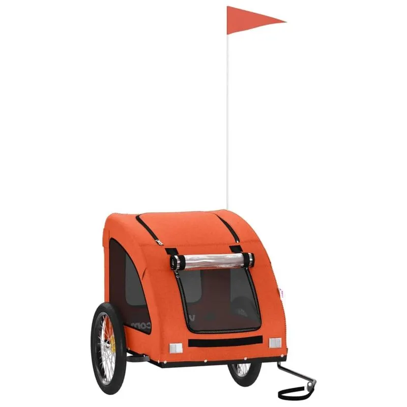 Trailer De Bicicleta Para Animais De Estimação Vidaxl Orange Oxford Fabric Iron Frame