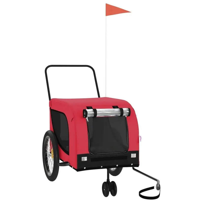 Trailer De Bicicleta Para Animais De Estimação Vidaxl Com Estrutura De Ferro Vermelho/preto À Prova D'água