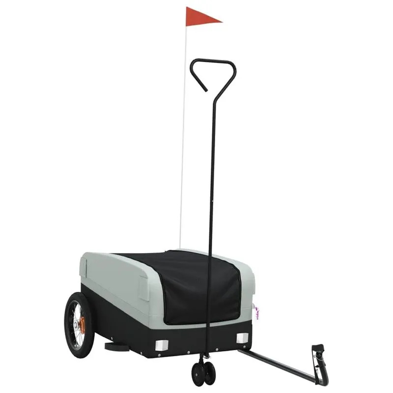 Remolque Para Bicicleta Vidaxl Acero Negro/gris Con Capacidad De 13.5 Kg Y Tela Oxford