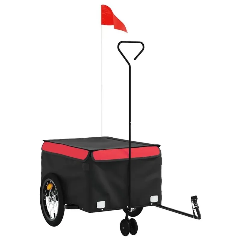 Remolque Para Bicicleta Vidaxl De Hierro Negro Y Rojo Con Capacidad De 45 Kg