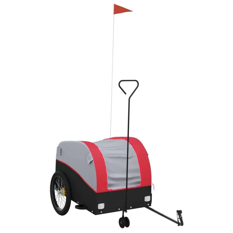 Remolque Para Bicicleta - Transportador De Carga Vidaxl Hierro Negro/rojo Capacidad 45 Kg
