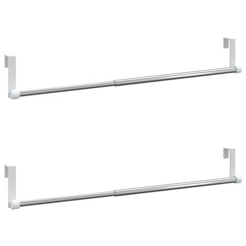 Conjunto De 2 Peças Ajustáveis De Trilhos De Cortina Vidaxl, Alumínio Branco/prata