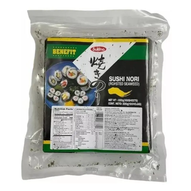 Nori Alga Marinha Para Sushi E Temaki Com 100 Folhas Sukina