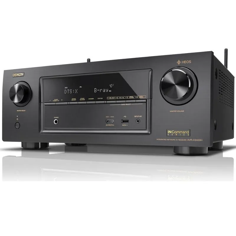 Receiver Denon AVR-X2400H 7.2ch WiFi Bluetooth 4K UHD 3D DolbyAtmos DTX:X Preto/110v