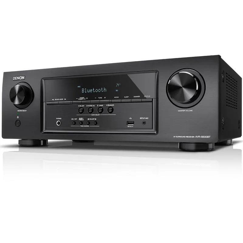 Receiver Denon AVR-S530BT 5.2ch 4K UHD HDR com Bluetooth e USB Preto/110v