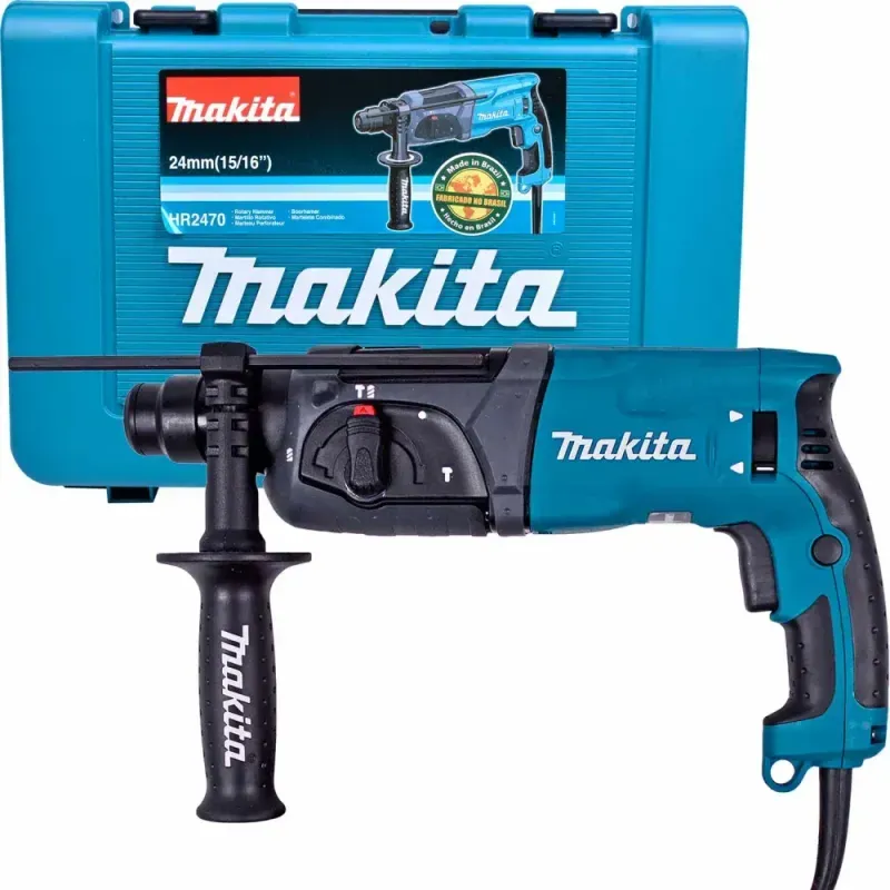 Martelete Perfurador Rompedor 800W Com Maleta Makita - 127V Martelete Perfurador Rompedor 800W c/ Maleta HR2470MA Makita 220V