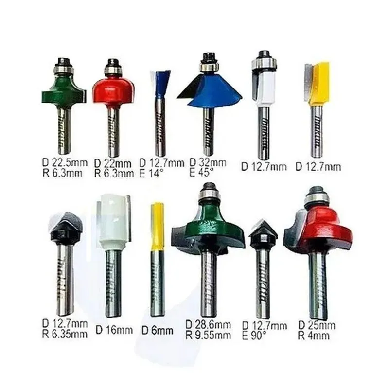 Jogo De Fresas Para Tupia Haste 6mm 12 Peças A87921 Makita