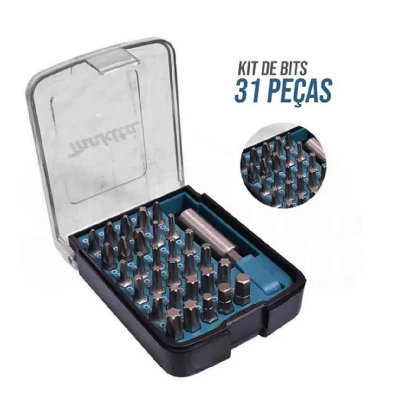 Kit De Bits 31 Pecas Com Fixador Magnetico D-34936-12