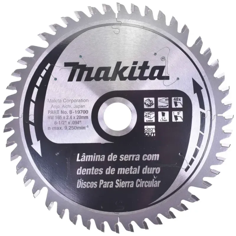 Disco de Serra 165 X 20mm Corian 48 Dentes Makita