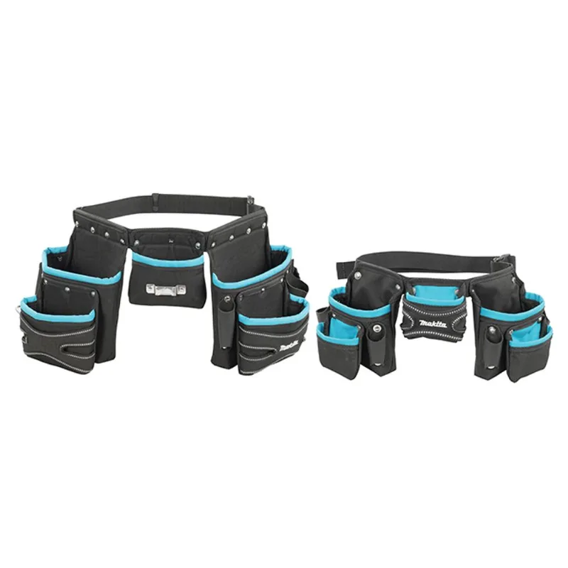 Makita Adjustable Adult and Junior Tool Belts - Nylon - Black and Teal - 3 Pouches