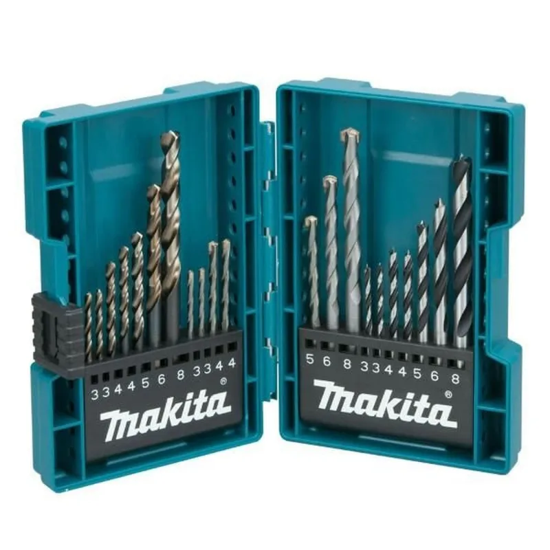 Jogo de Brocas para Metal, Madeira e Concreto com 21 peças de 3 a 8mm B-44884 - Makita