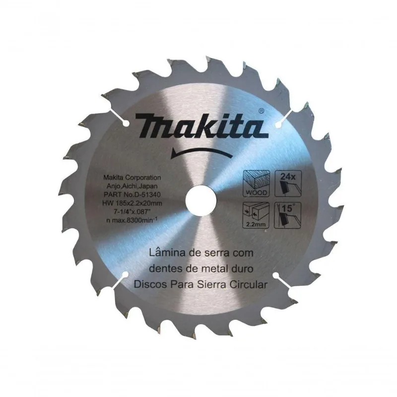 Disco De Serra Circular Makita D-51340 185mm 24 Dentes Para Madeira